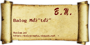 Balog Máté névjegykártya