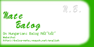 mate balog business card